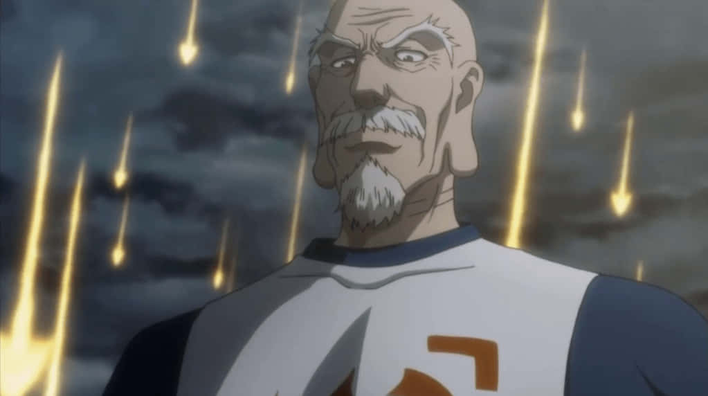 Isaac Netero, golden meteors, dark stormy sky, SD Desktop Wallpaper