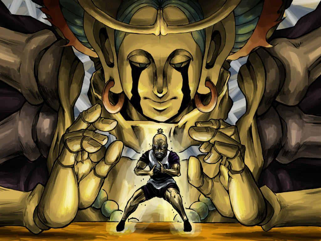 Isaac Netero, 100-Type Guanyin Bodhisattva stance, golden deity, SD Desktop Wallpaper
