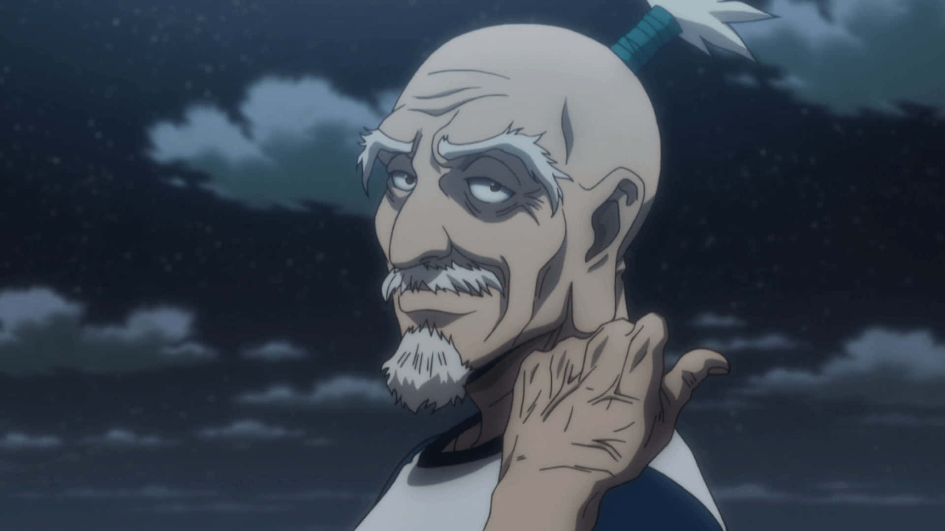 Isaac Netero, white beard, single blue-tipped hair streak, Full HD Desktop Wallpaper