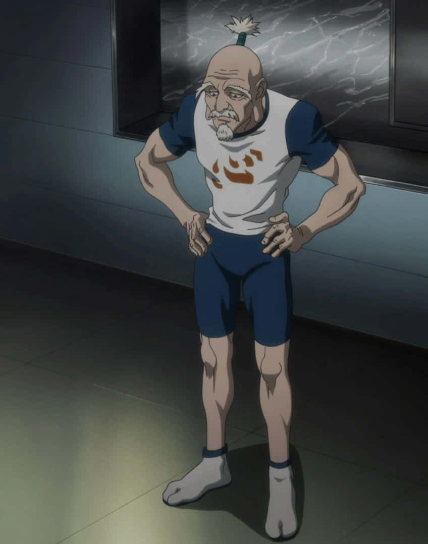 Isaac Netero, white tank top, orange paw print, SD Phone Wallpaper