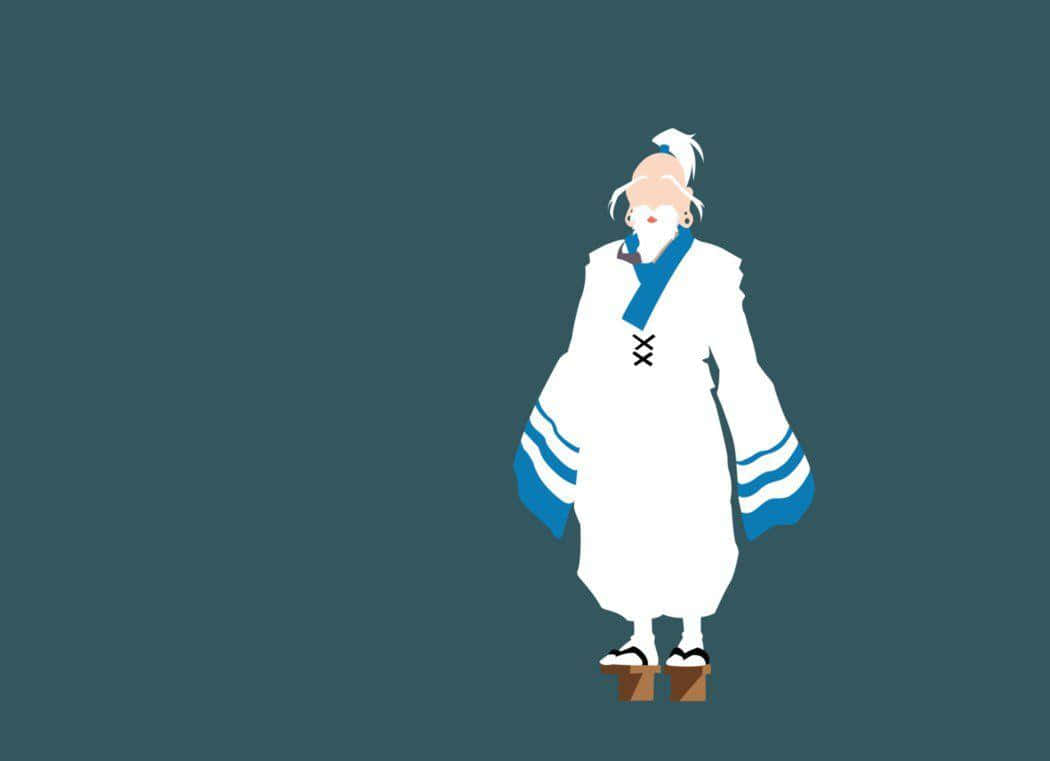 Isaac Netero, white traditional robes, blue accents, SD Desktop Wallpaper