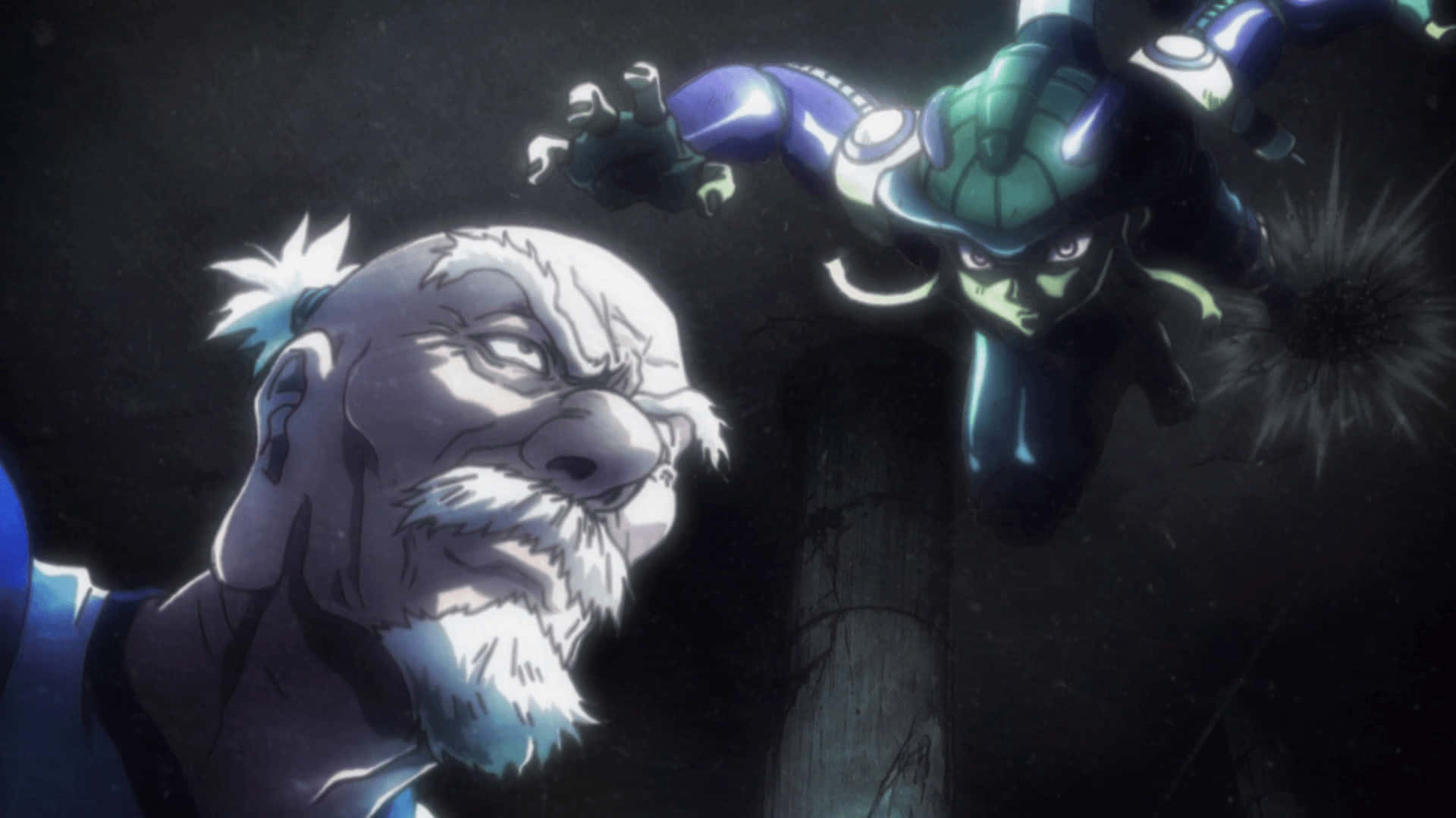 Isaac Netero, green helmet, glowing eyes, Full HD Desktop Wallpaper