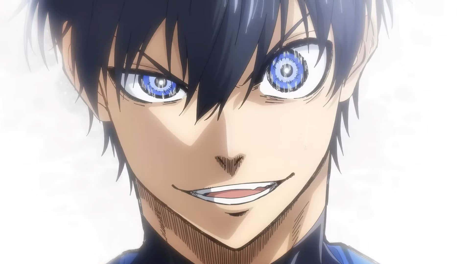 Isagi Yoichi, intense blue eyes, dark hair, Full HD Desktop Wallpaper