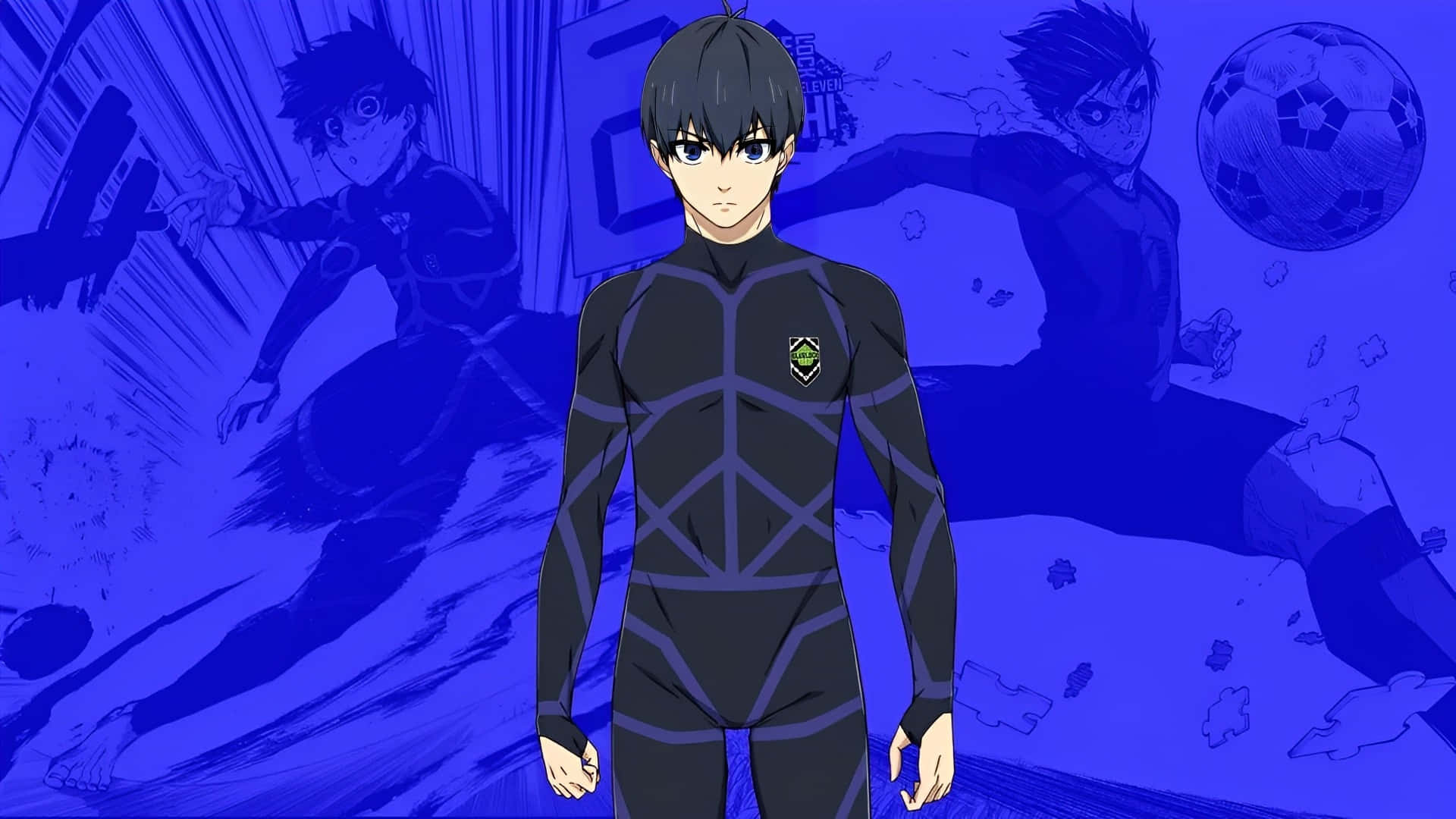 Isagi Yoichi, football anime character, black uniform, Full HD Desktop Wallpaper