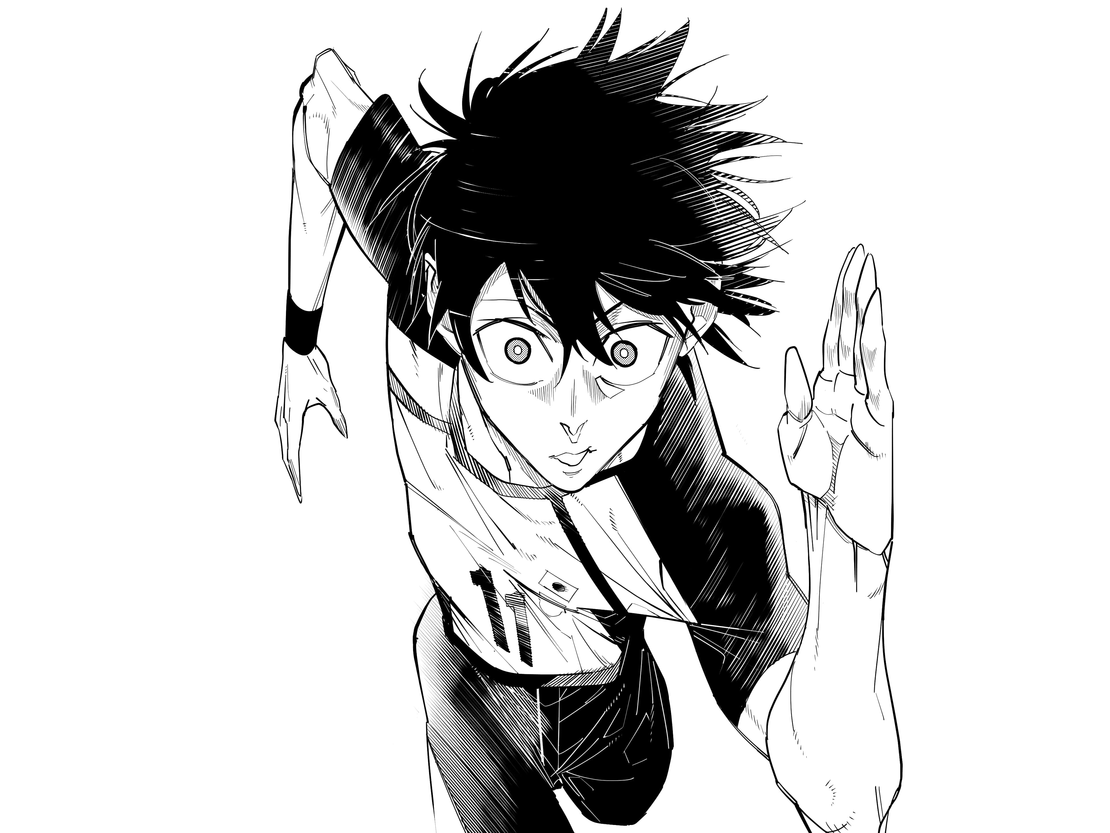 Isagi Yoichi, anime character, action pose, 4K Desktop Wallpaper