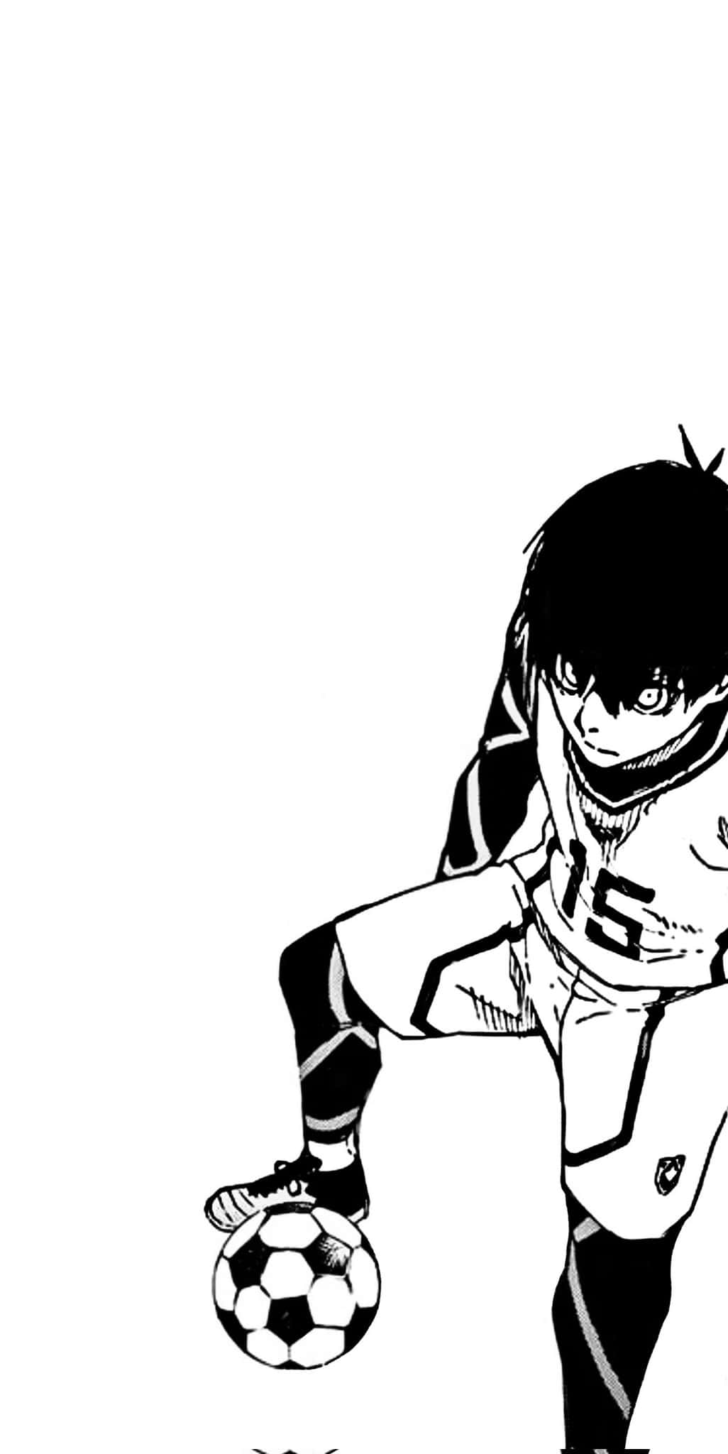 Isagi Yoichi, jersey number 15, black and white anime, Full HD Phone Wallpaper