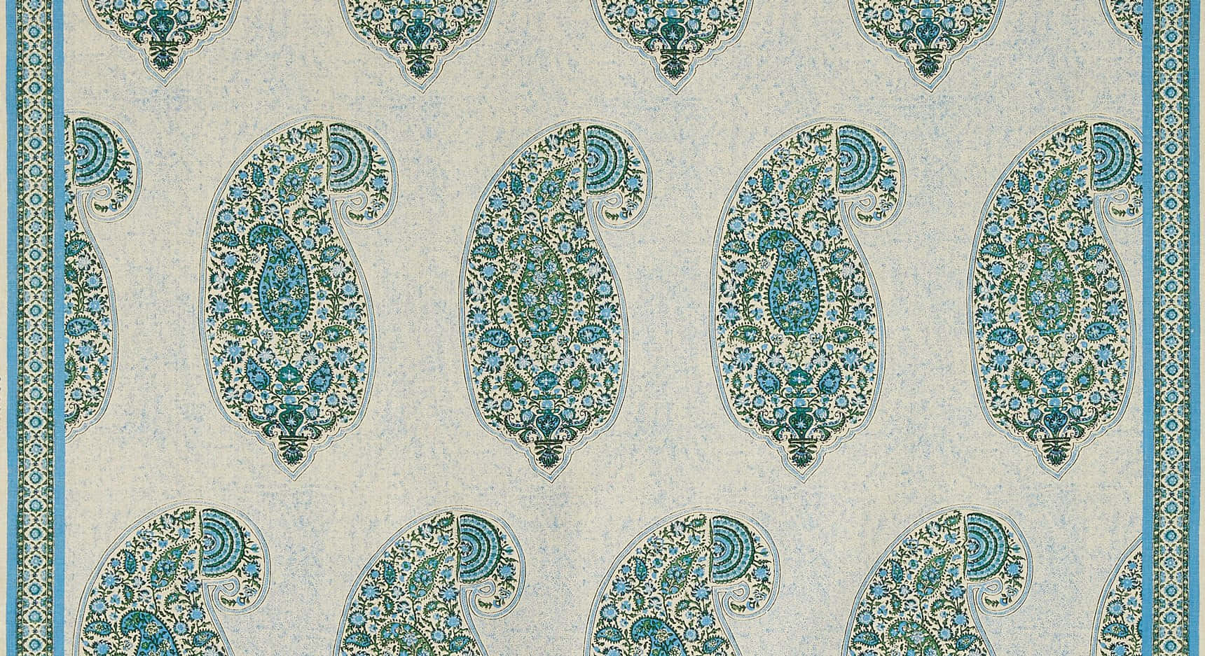 Isfahan textile, green paisley pattern, teal, HD Desktop Wallpaper