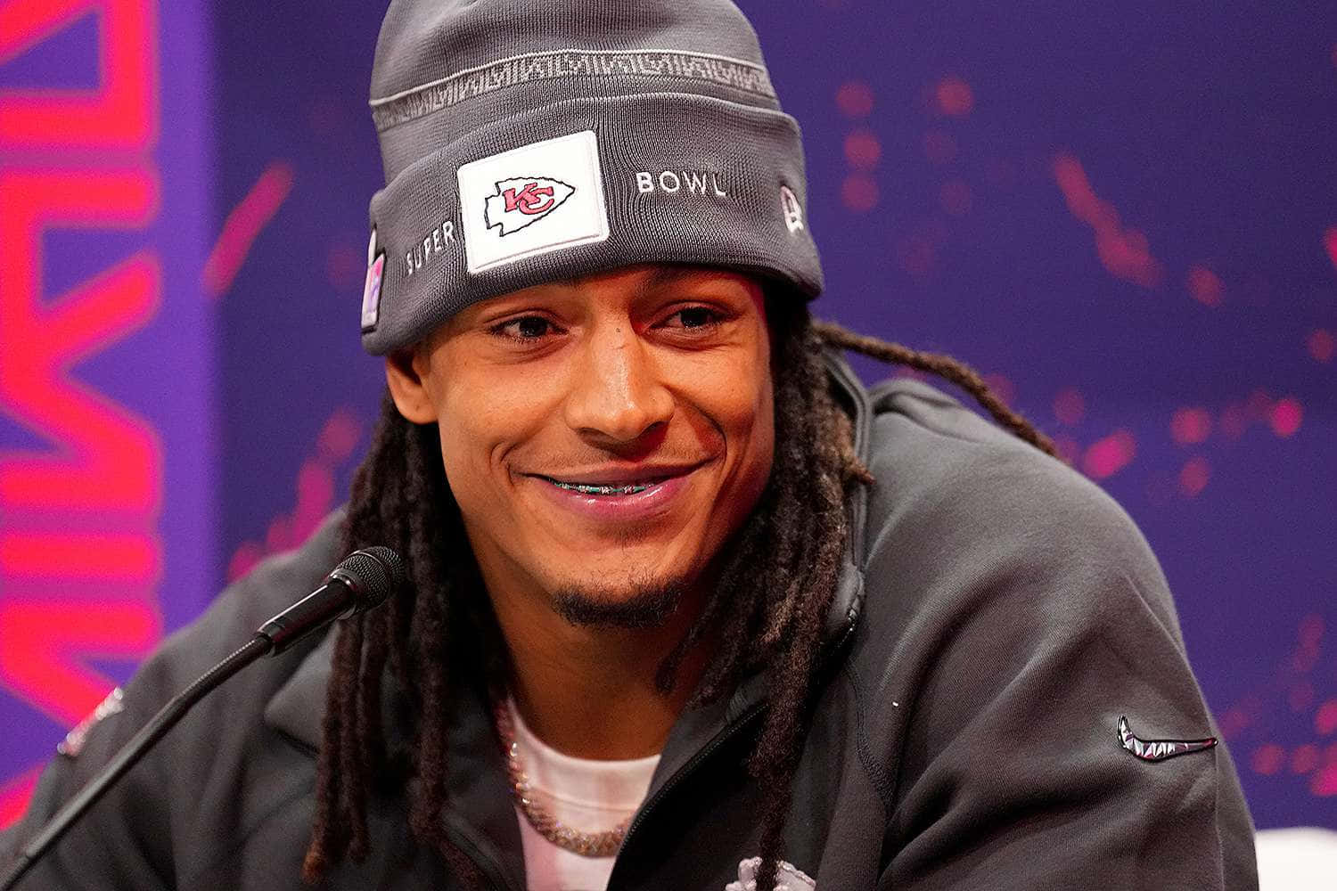 Isiah Pacheco, Super Bowl hat, gray Super Bowl hat, HD Desktop Wallpaper