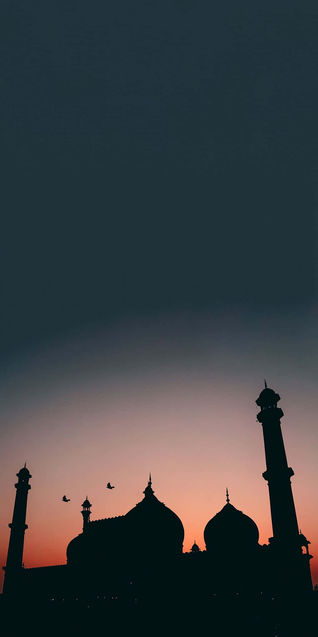 mosque, silhouette, sunset, Full HD Phone Wallpaper