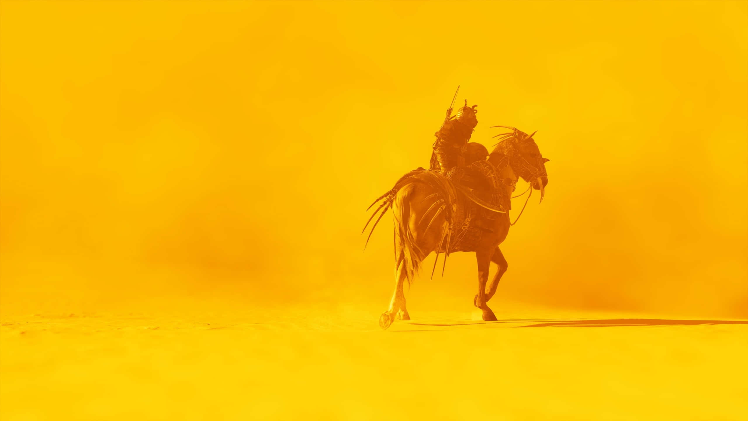 Desert Warrior, horse, golden desert, 2K Desktop Wallpaper