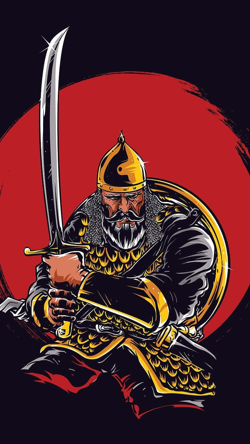 Islamic Warrior, golden helmet, sword, HD Phone Wallpaper