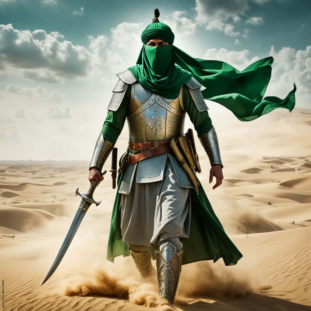 Desert Warrior, traditional armor, green-clad, SD Desktop Wallpaper
