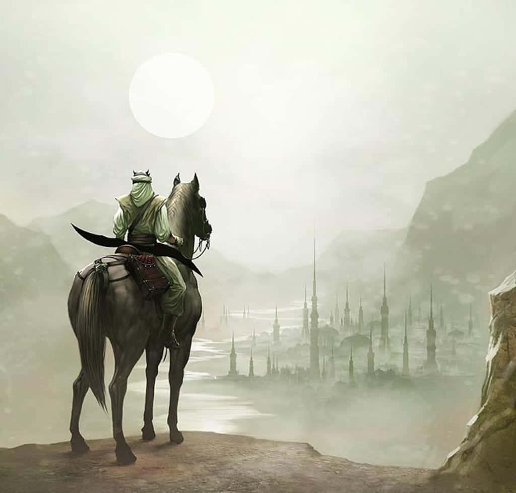 Islamic Warrior, hooded rider, horse, SD Desktop Wallpaper