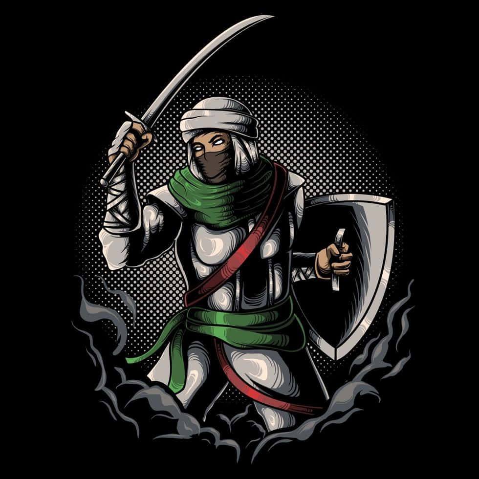 Islamic Warrior, white armor, green scarf, SD Desktop Wallpaper