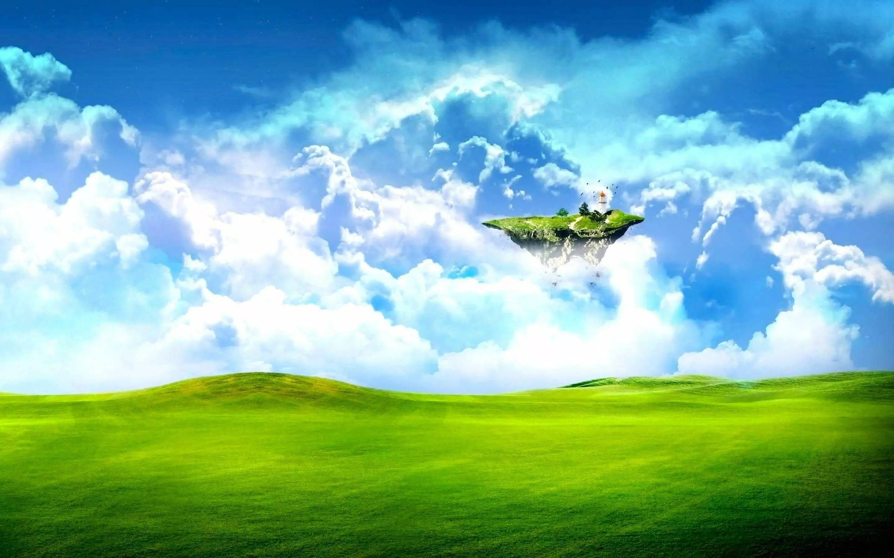 32k ultra hd, nature floating island, rolling meadow, 2K Desktop Wallpaper