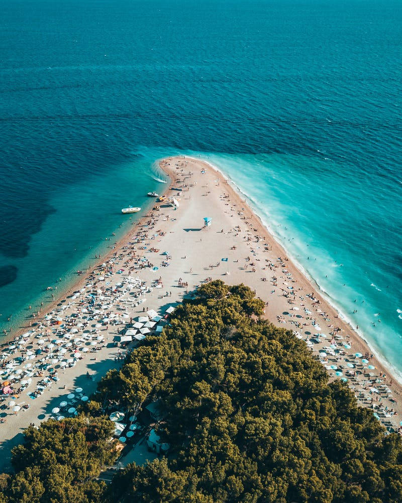 aerial view, island, sandy spit, SD Phone Wallpaper