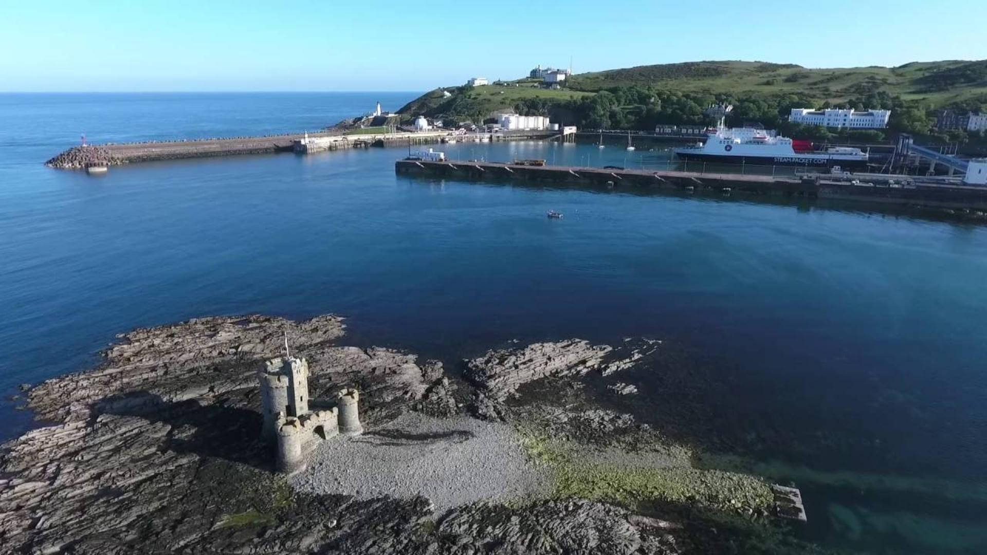 Isle of Man, harbor, rocky coast, Full HD Desktop Wallpaper