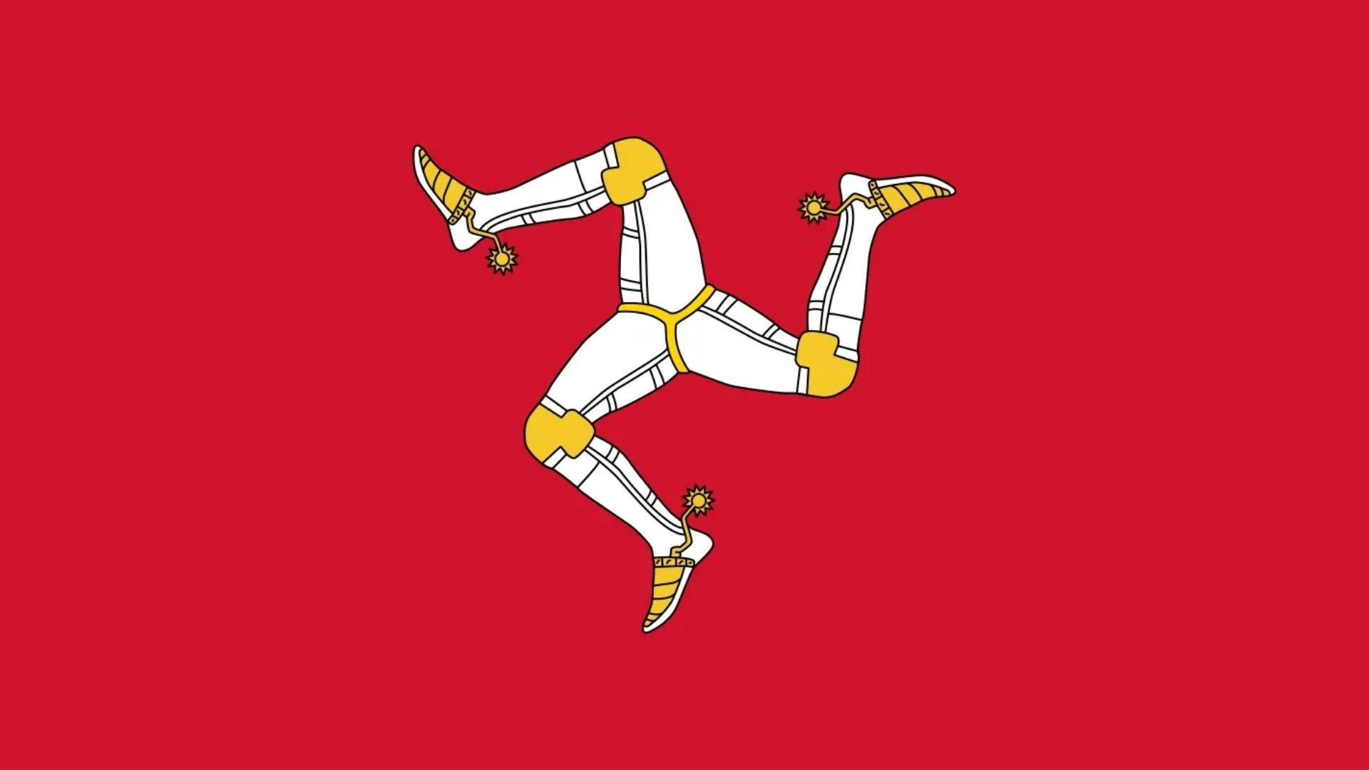 Isle Of Mann, red flag, white triskelion, Full HD Desktop Wallpaper