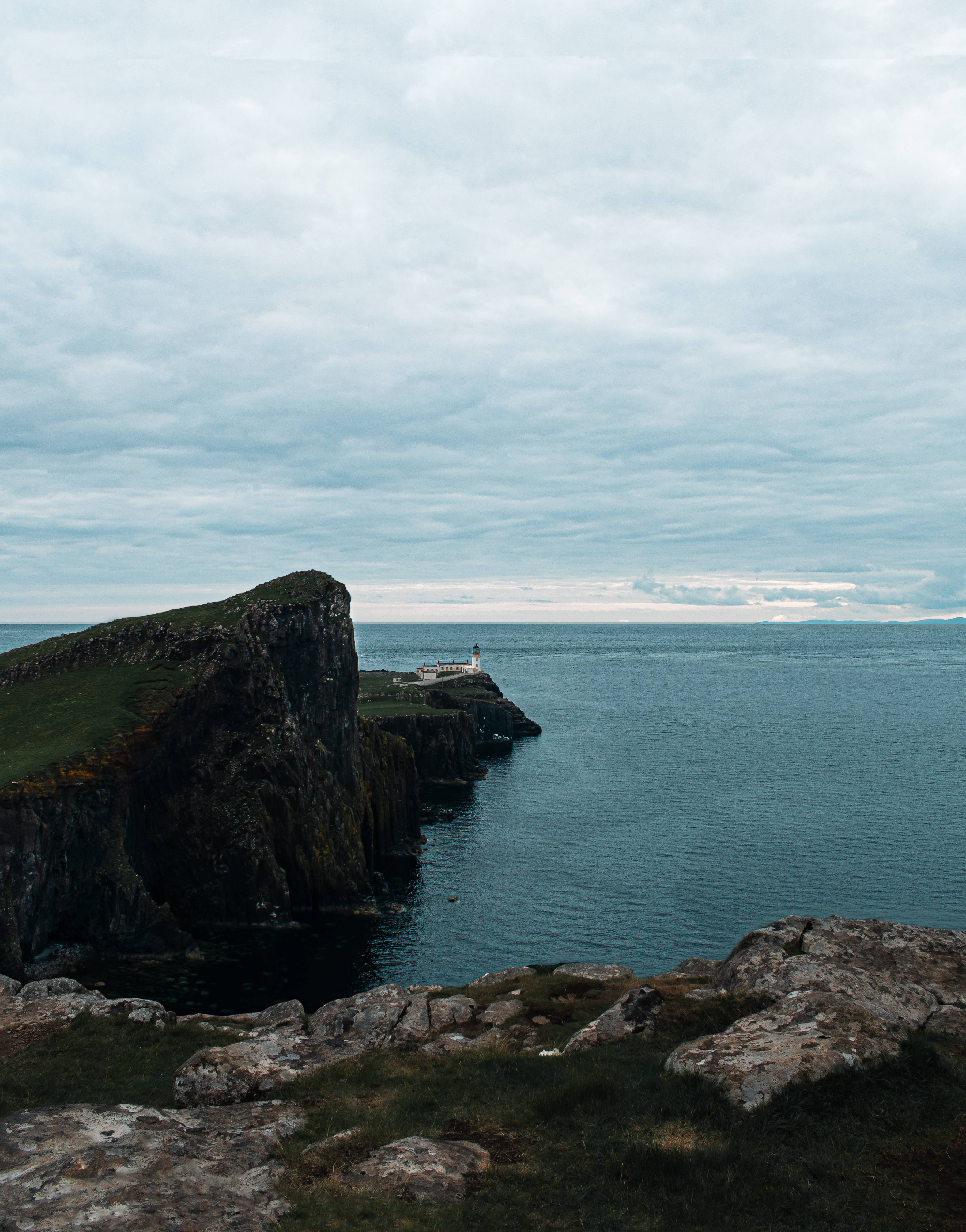 Isle of Mann, lighthouse, rugged cliff, 4K Phone Wallpaper
