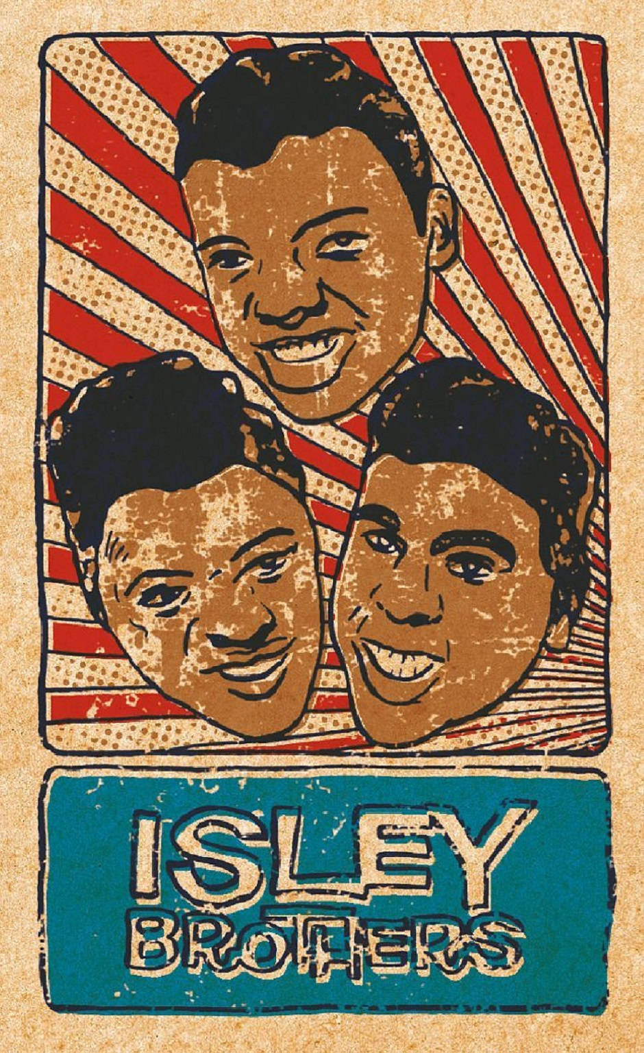 Isley Brothers, red and cream striped background, halftone dots, HD Phone Wallpaper