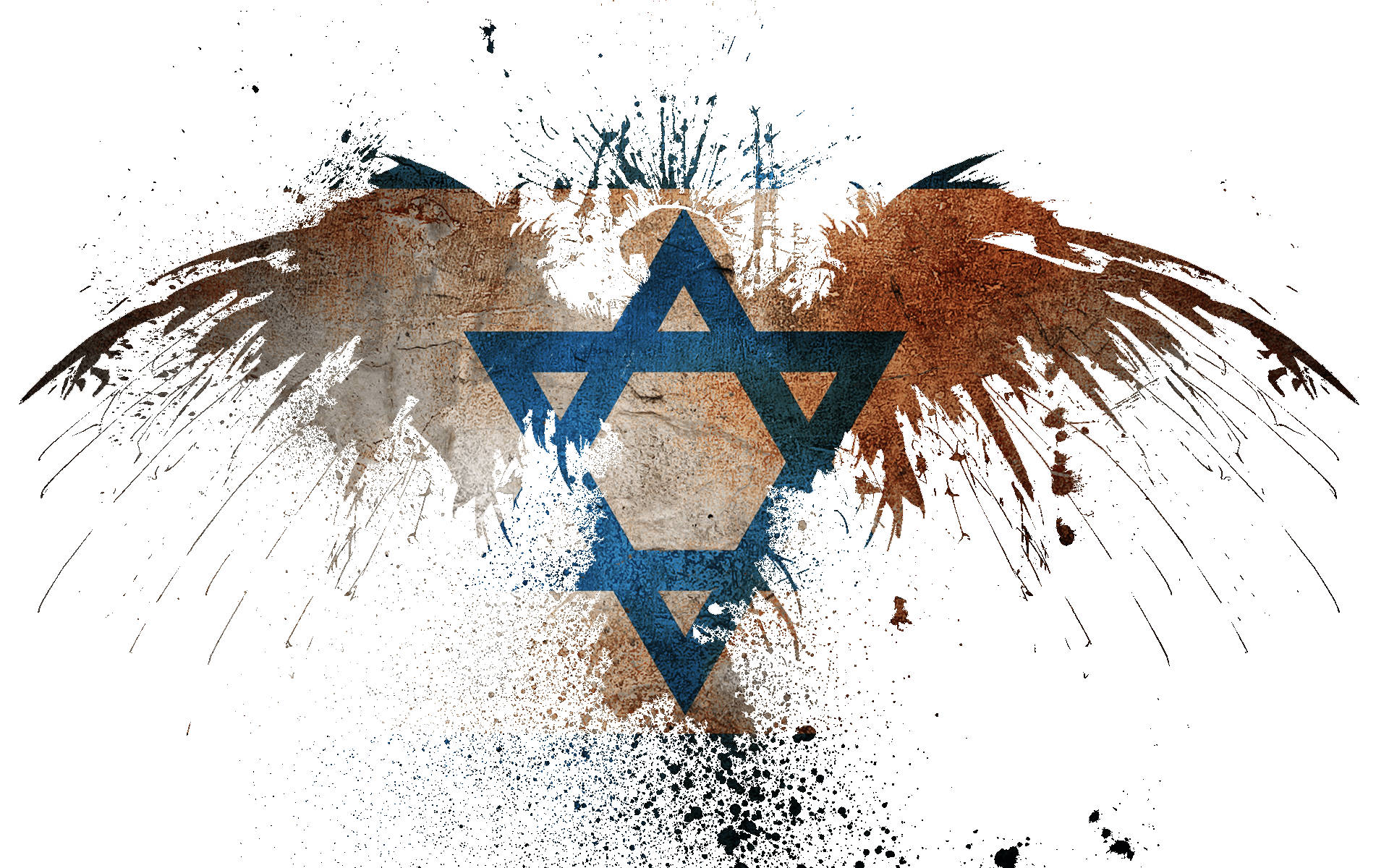Israel Flag, eagle outline, blue Star of David, Full HD Desktop Wallpaper