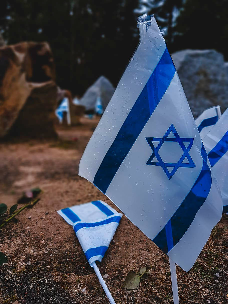 Israel Flag, translucent plastic, water droplets, SD Phone Wallpaper