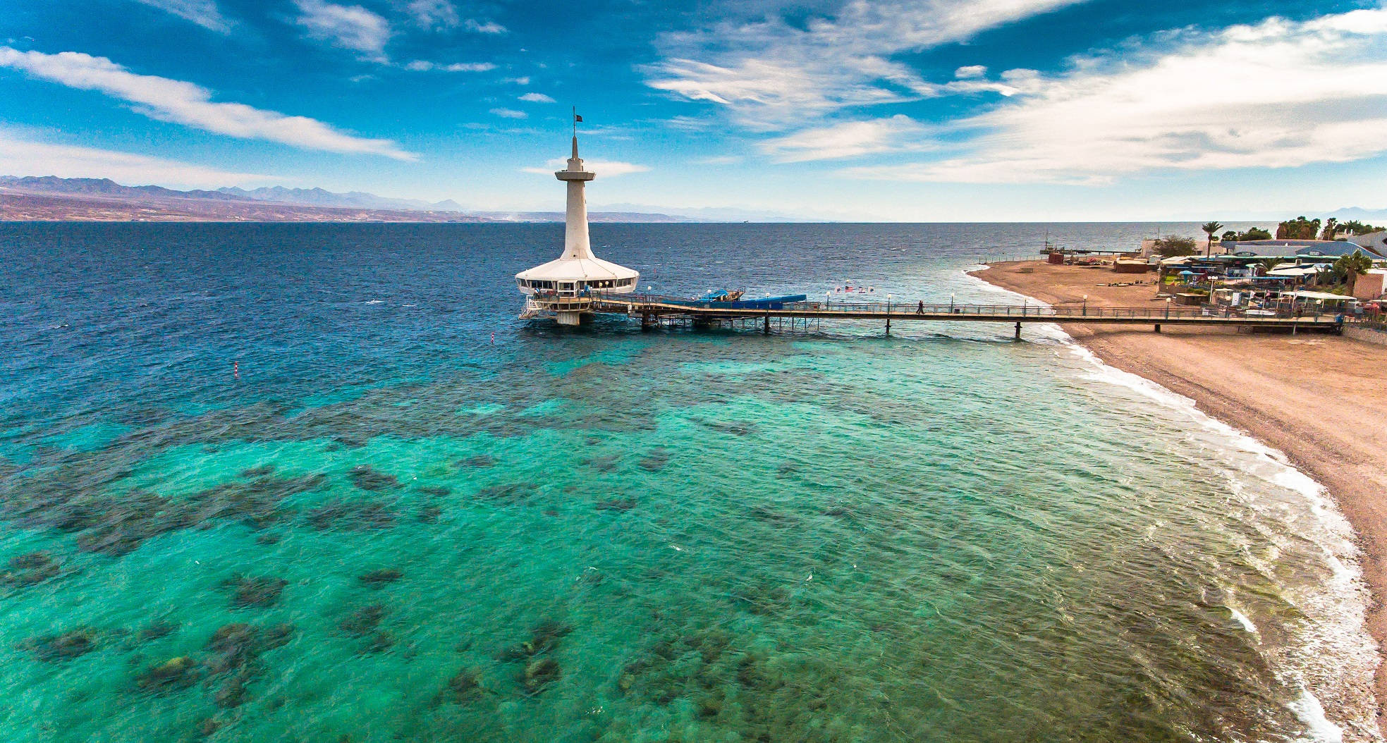 Israel, dolphin reef, white lighthouse, Full HD Desktop Wallpaper