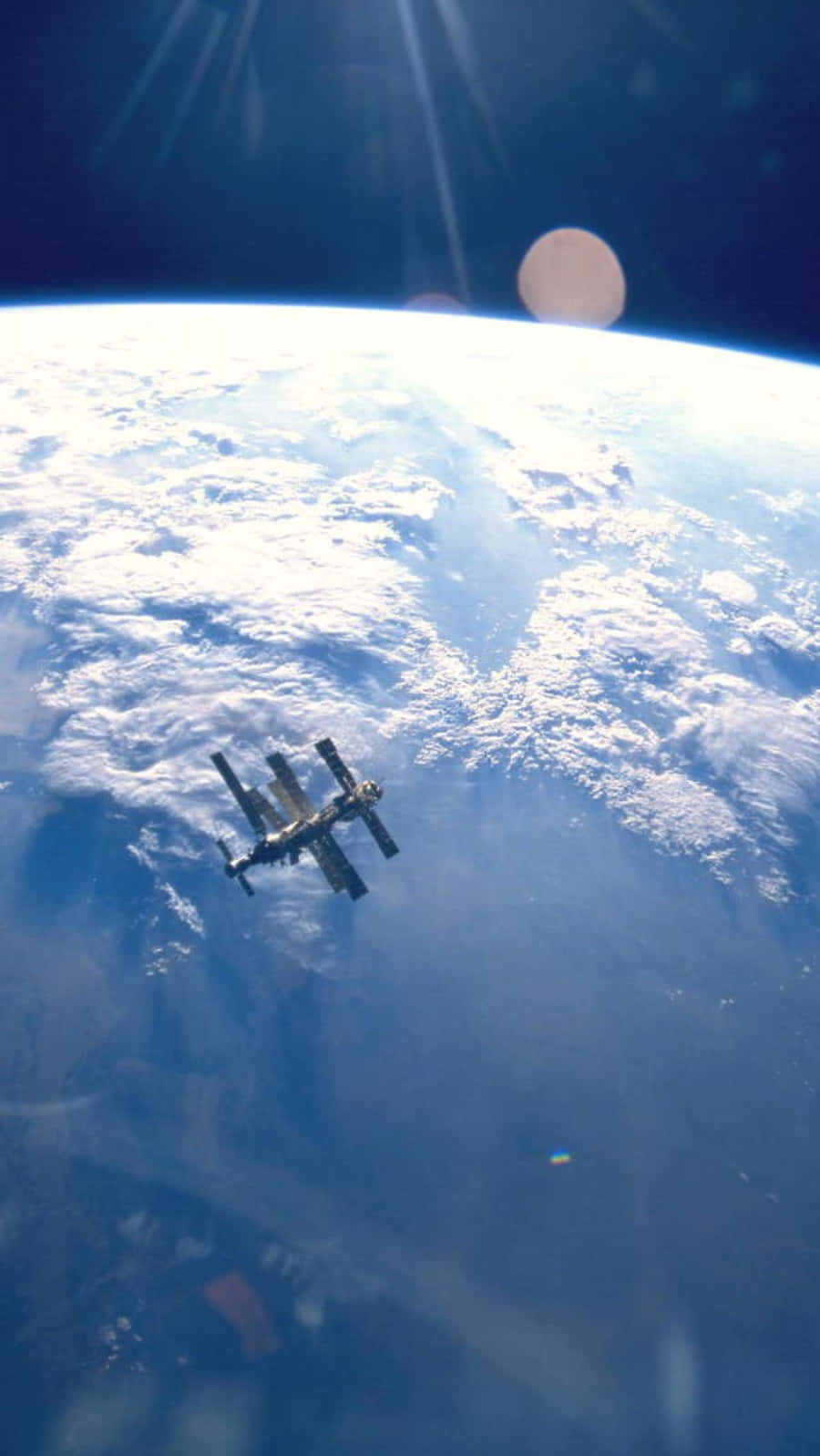 ISS, Earth, sun rays, HD Phone Wallpaper