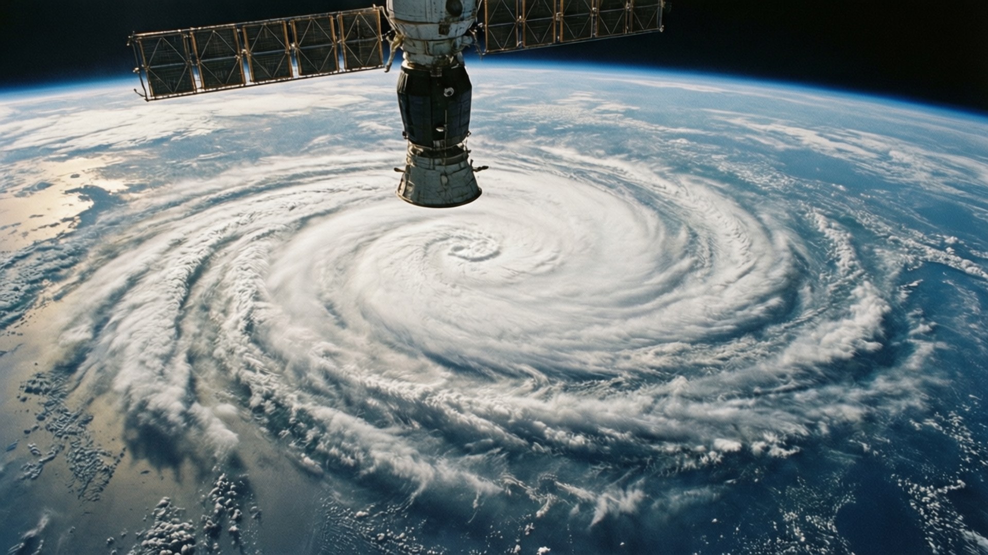 ISS, massive hurricane, orbit, Full HD Desktop Wallpaper