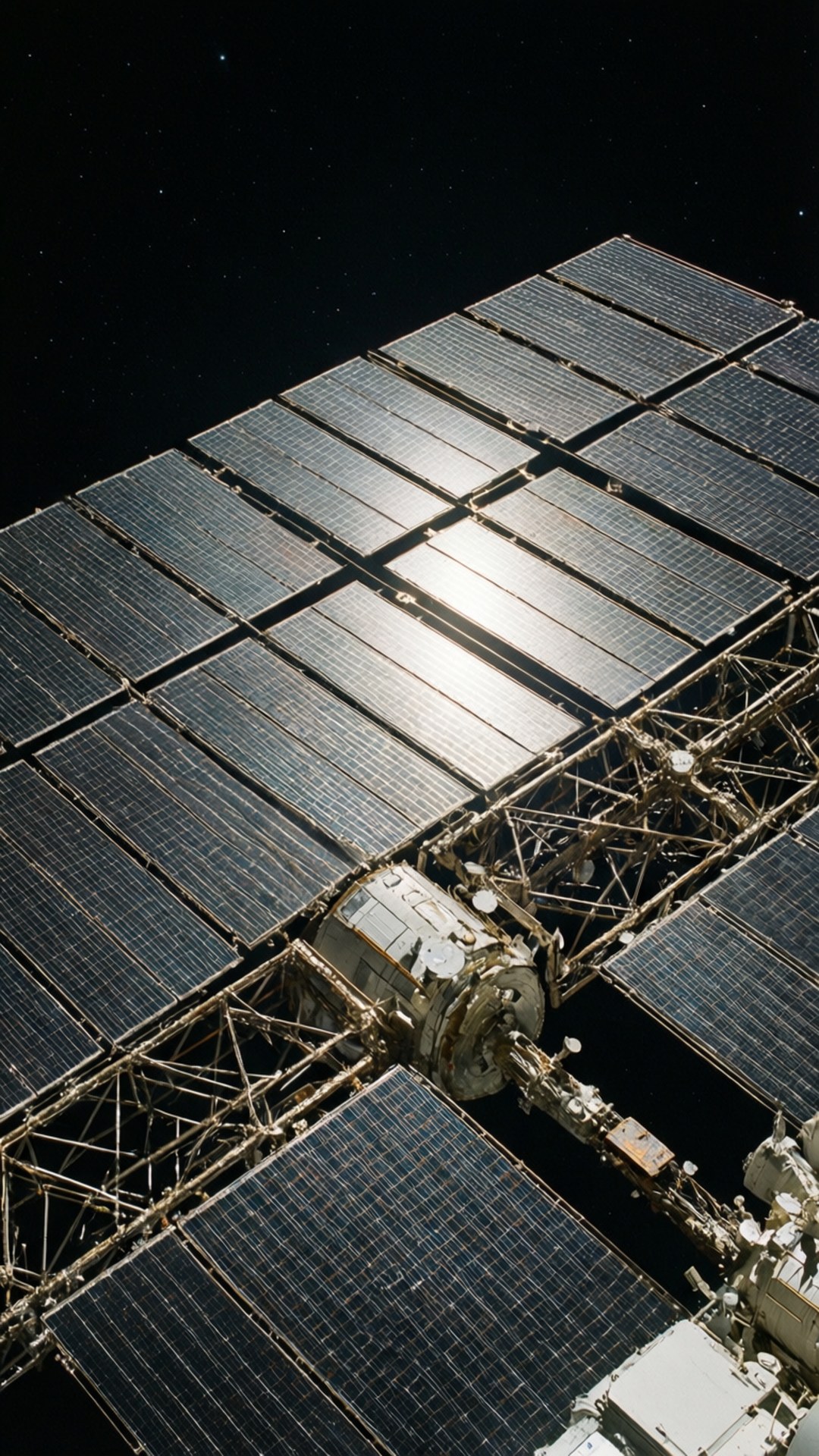ISS, solar panels, close-up view, Full HD Phone Wallpaper