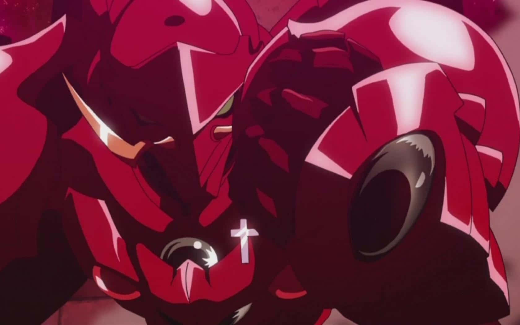 Issei Hyoudou, red anime mecha, glowing green eyes, HD Desktop Wallpaper