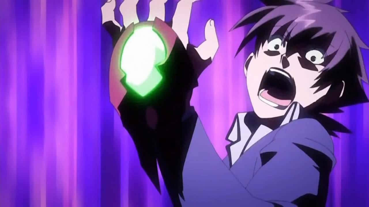 Issei Hyoudou, glowing green orb, purple curtain backdrop, HD Desktop Wallpaper