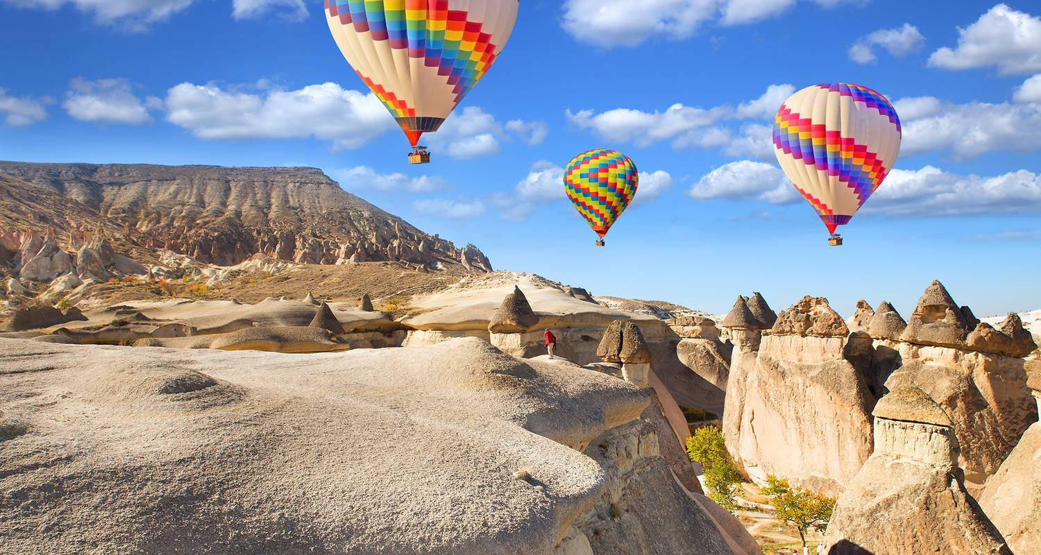 Istanbul, hot air balloon, rainbow, HD Desktop Wallpaper