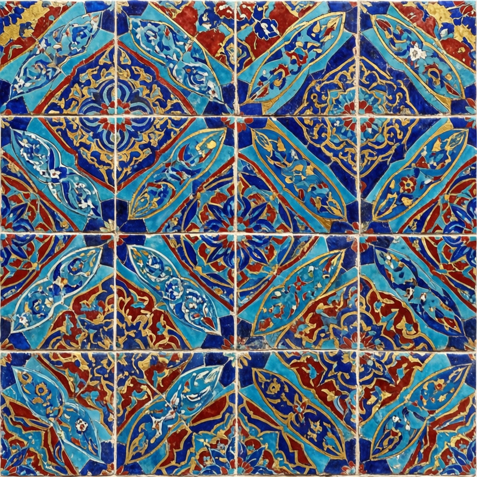 Turkish tile pattern, blue, red, HD Desktop Wallpaper