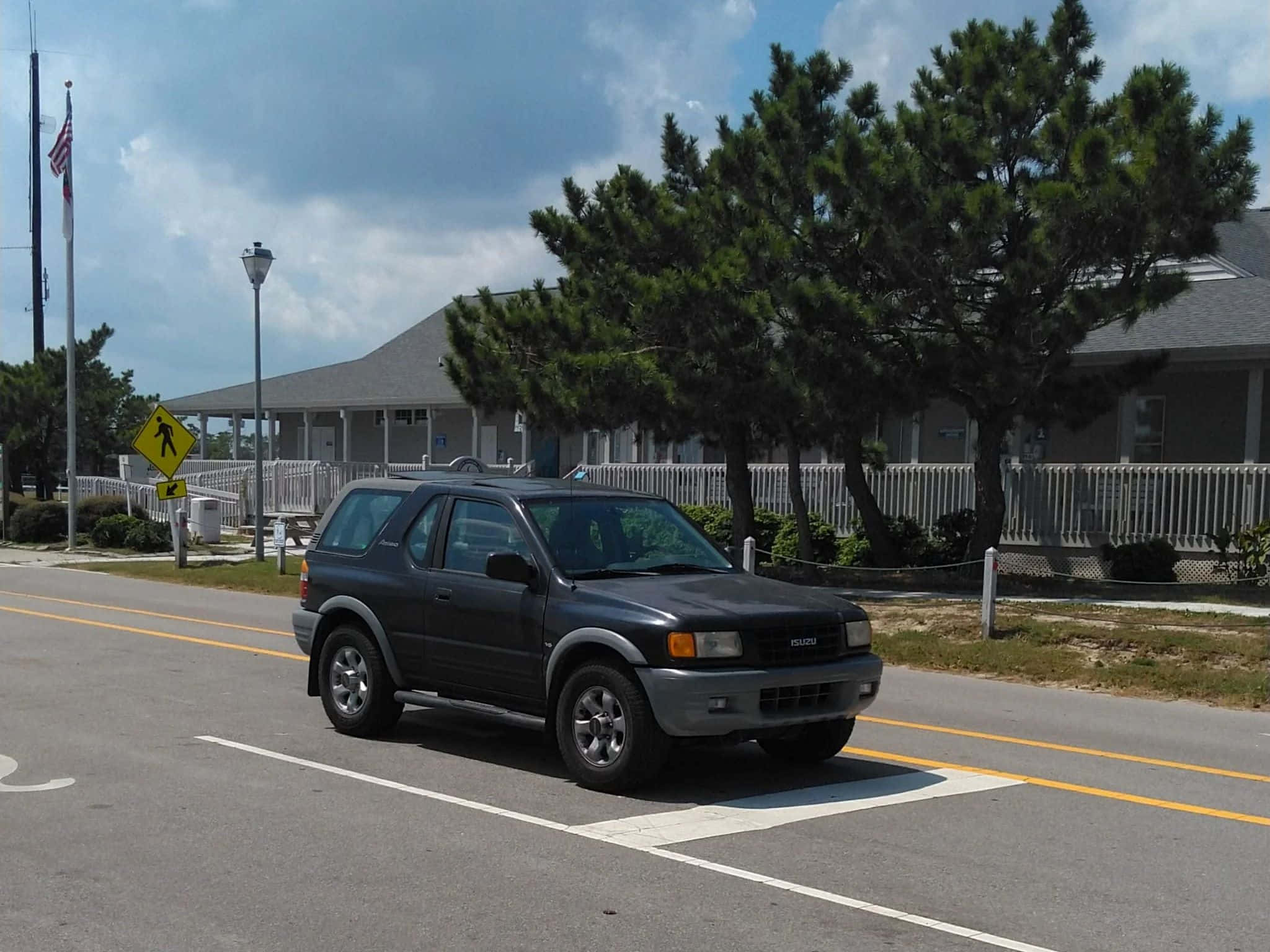 Isuzu Amigo, dark gray, sunlit road, Full HD Desktop Wallpaper