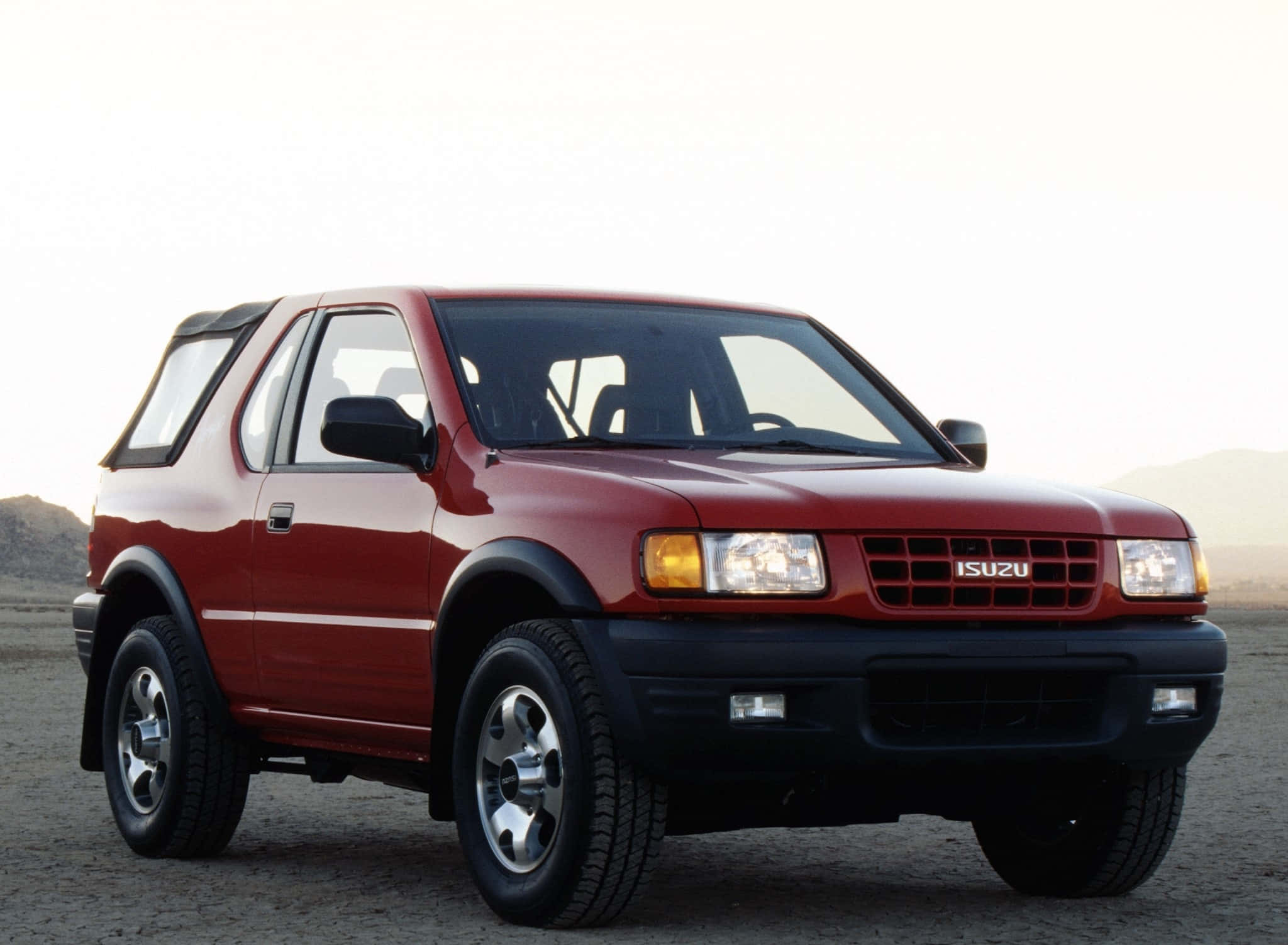 Isuzu Amigo, glossy red, desert plain, Full HD Desktop Wallpaper