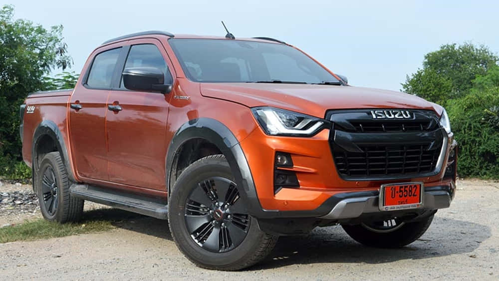 Isuzu, Isuzu pickup truck, vibrant orange, SD Desktop Wallpaper