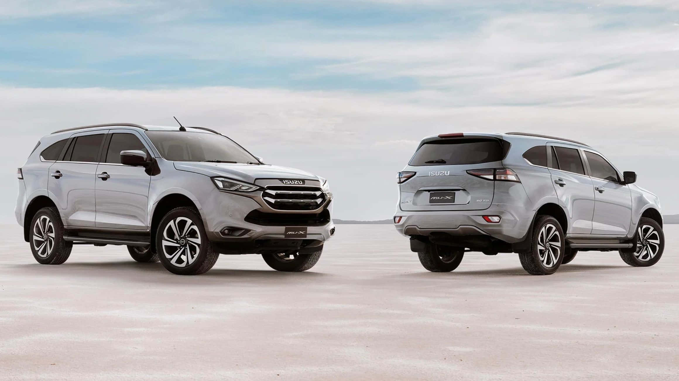 Isuzu Mu-X, silver, front and rear angles, Full HD Desktop Wallpaper