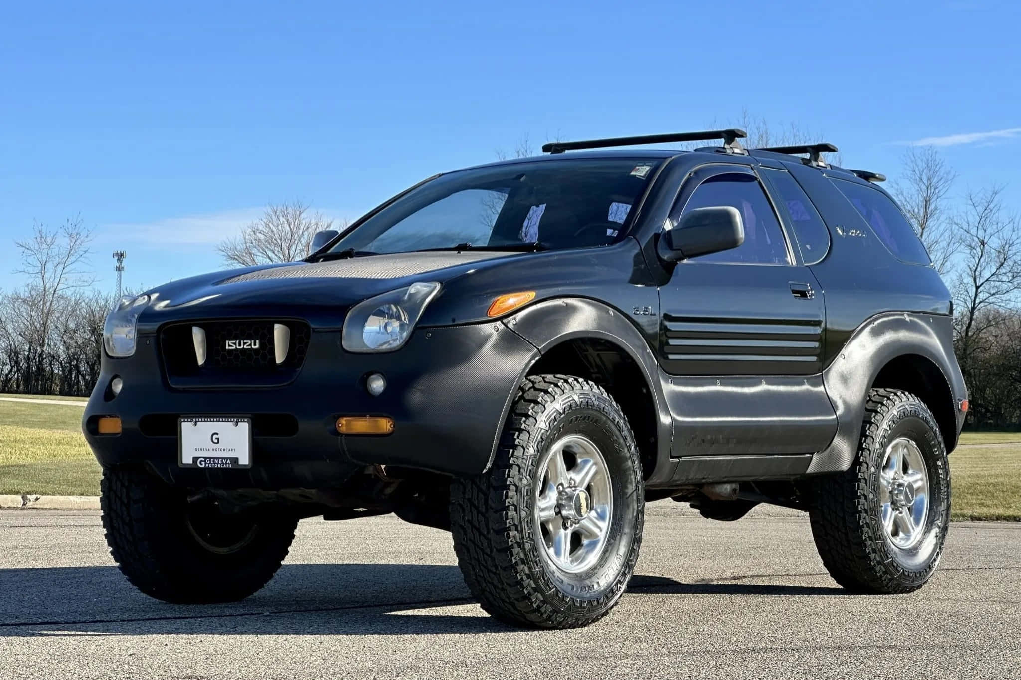 Isuzu Vehicross, matte black, large off-road tires, Full HD Desktop Wallpaper