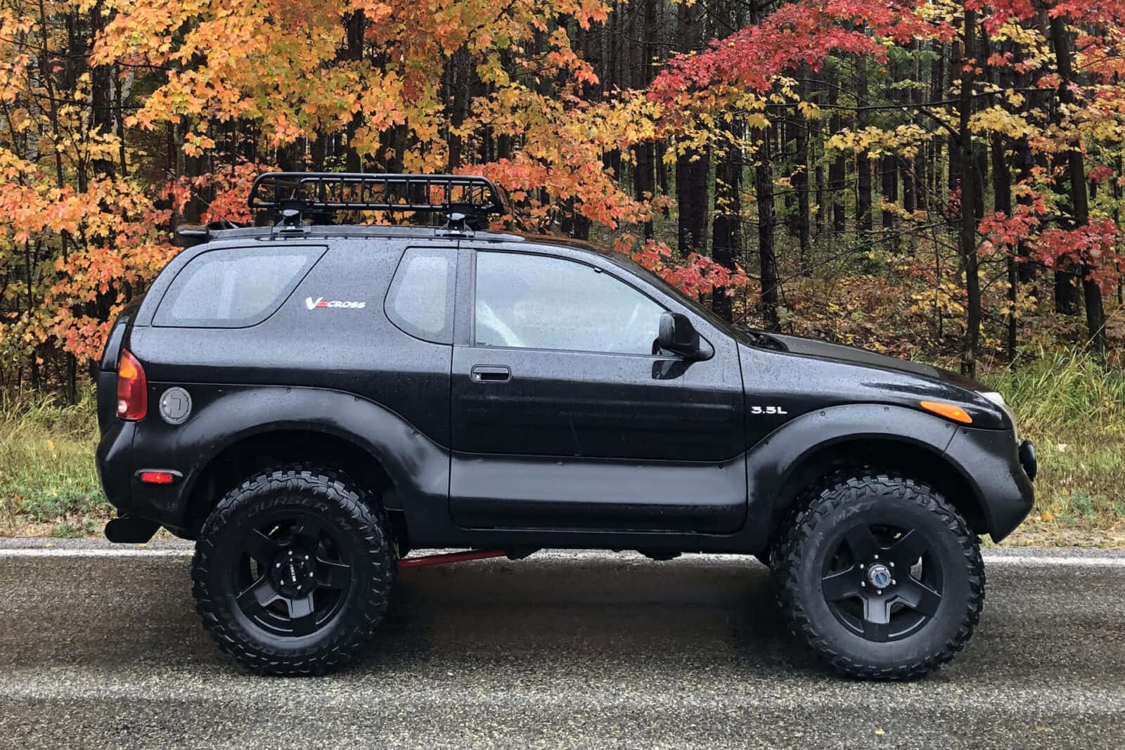 Isuzu Vehicross, matte black, lifted SUV, HD Desktop Wallpaper