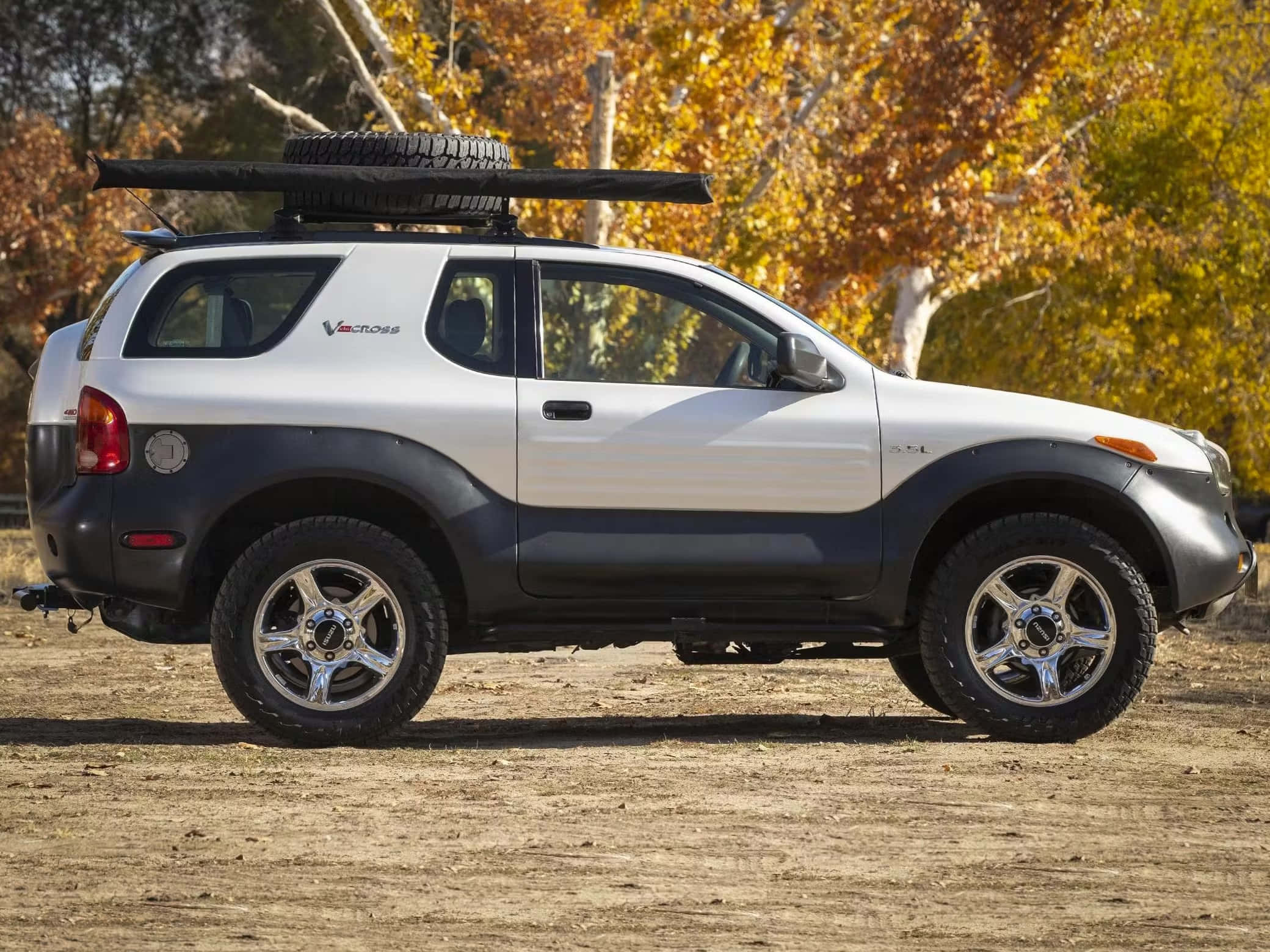 Isuzu Vehicross, white and black SUV, roof rack, Full HD Desktop Wallpaper