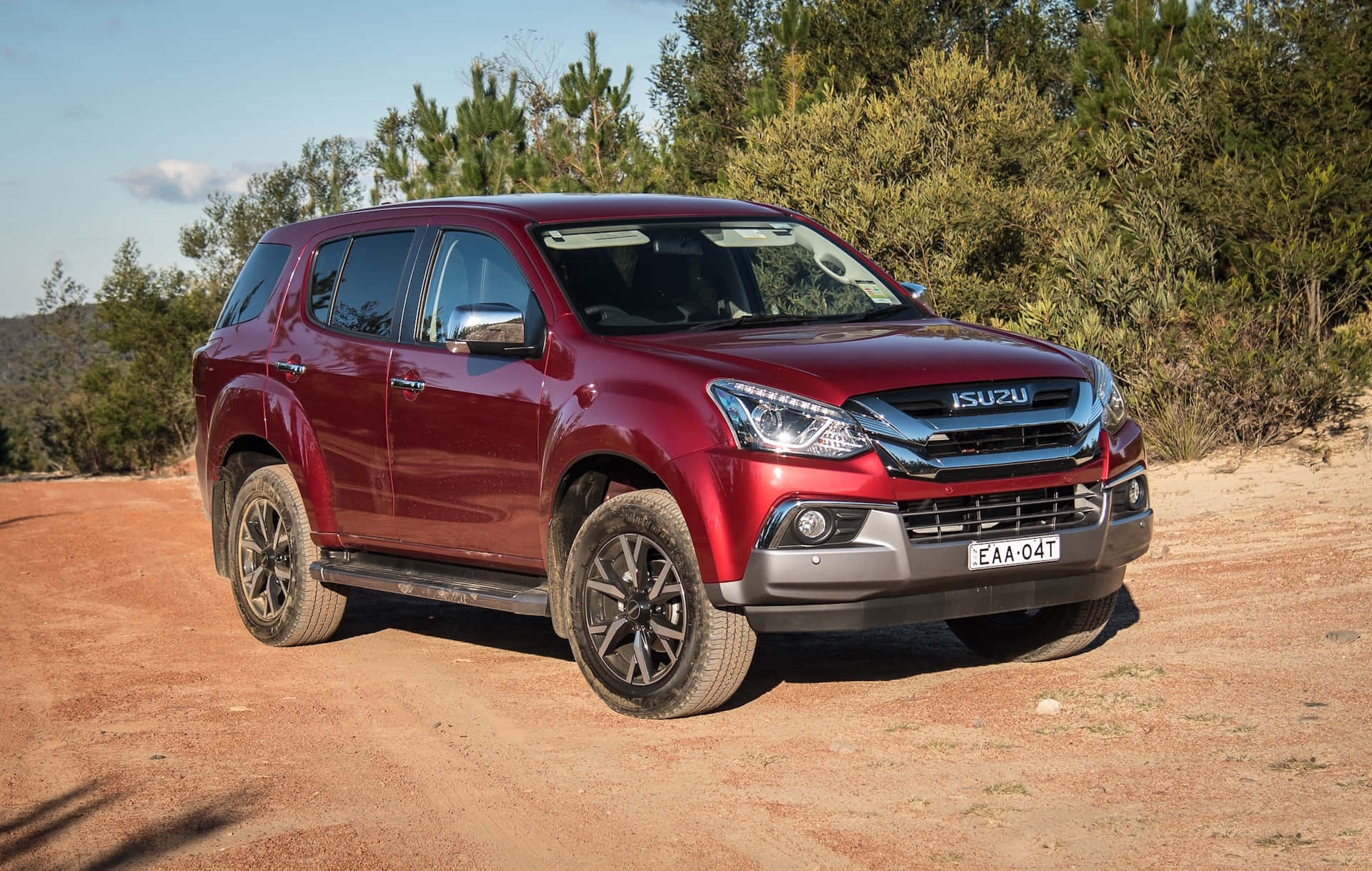 Isuzu, pickup truck, glossy red, Full HD Desktop Wallpaper