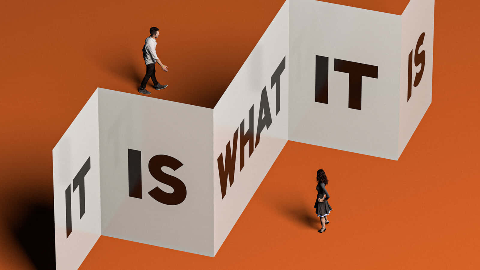 It Is What It Is, white wall, orange floor, HD Desktop Wallpaper