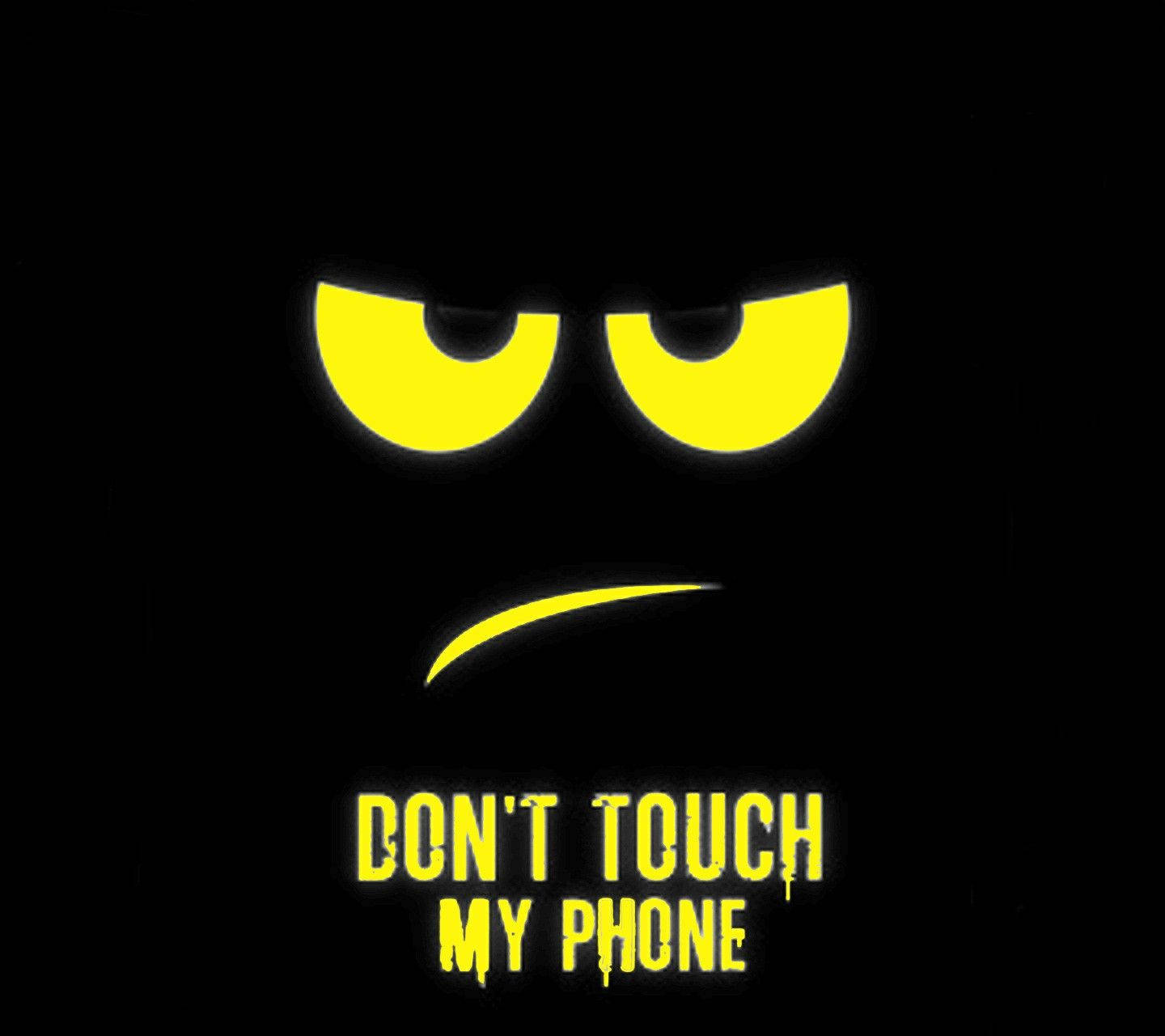 Screen Yellow, glowing yellow angry face, don't touch my phone, HD Desktop Wallpaper