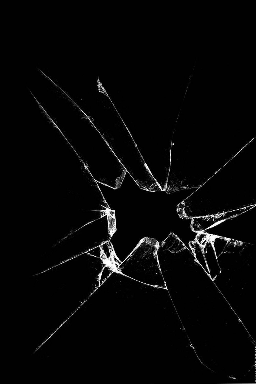 Screen Hole, black background, central crack, HD Phone Wallpaper