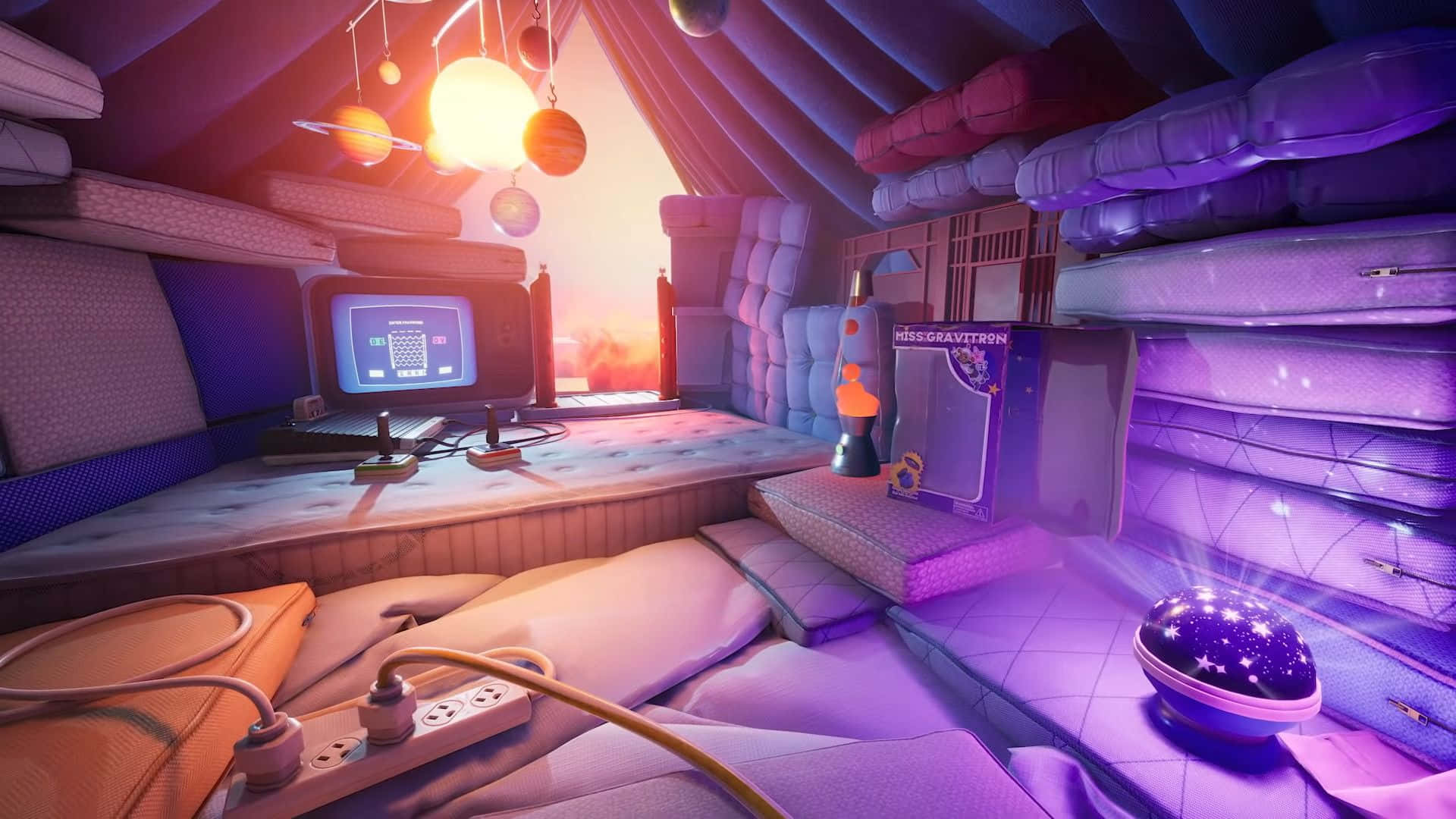 It Takes Two, attic bedroom, purple glow lamps, Full HD Desktop Wallpaper