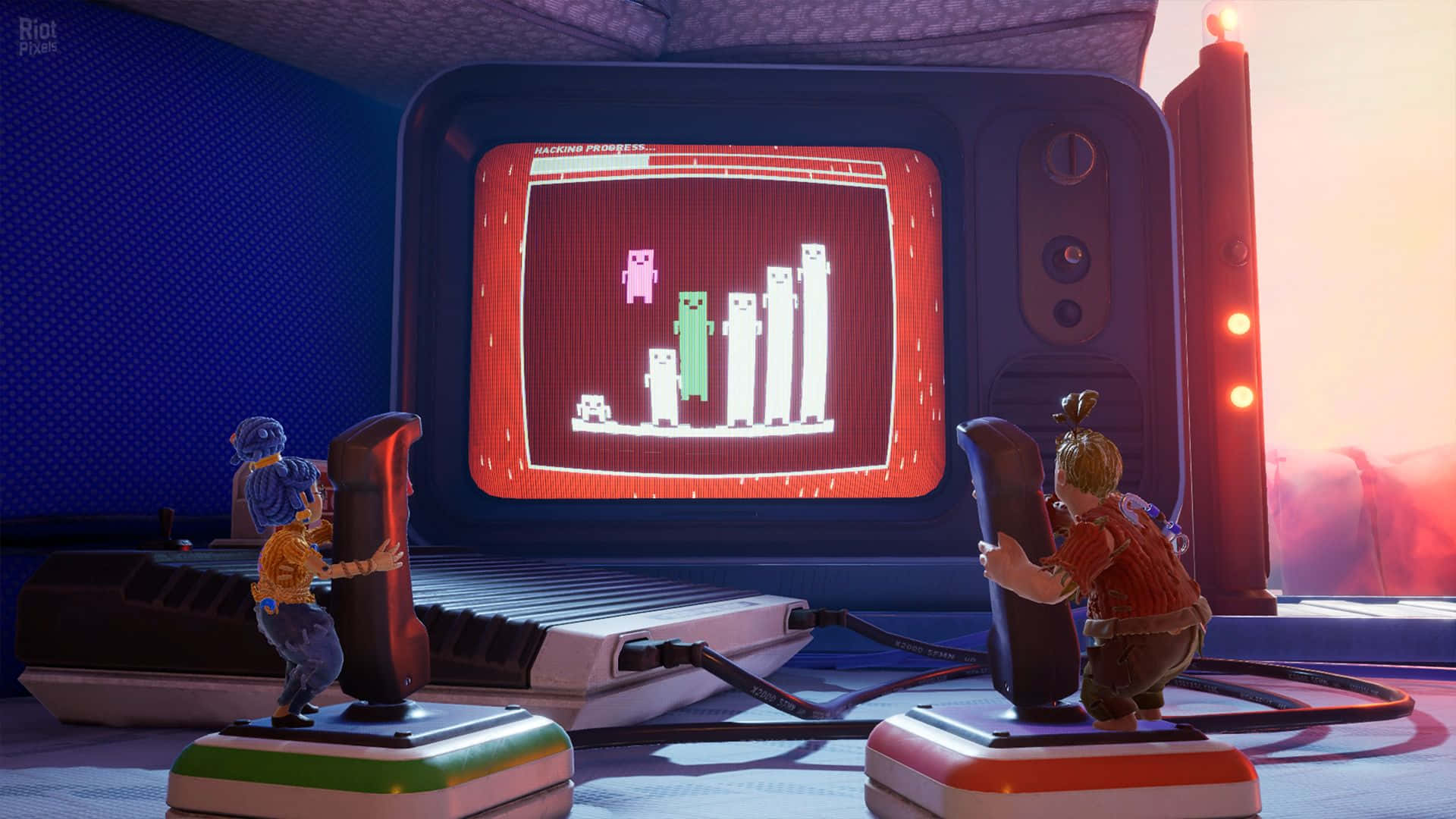 It Takes Two, retro pixel game, giant vintage TV, Full HD Desktop Wallpaper