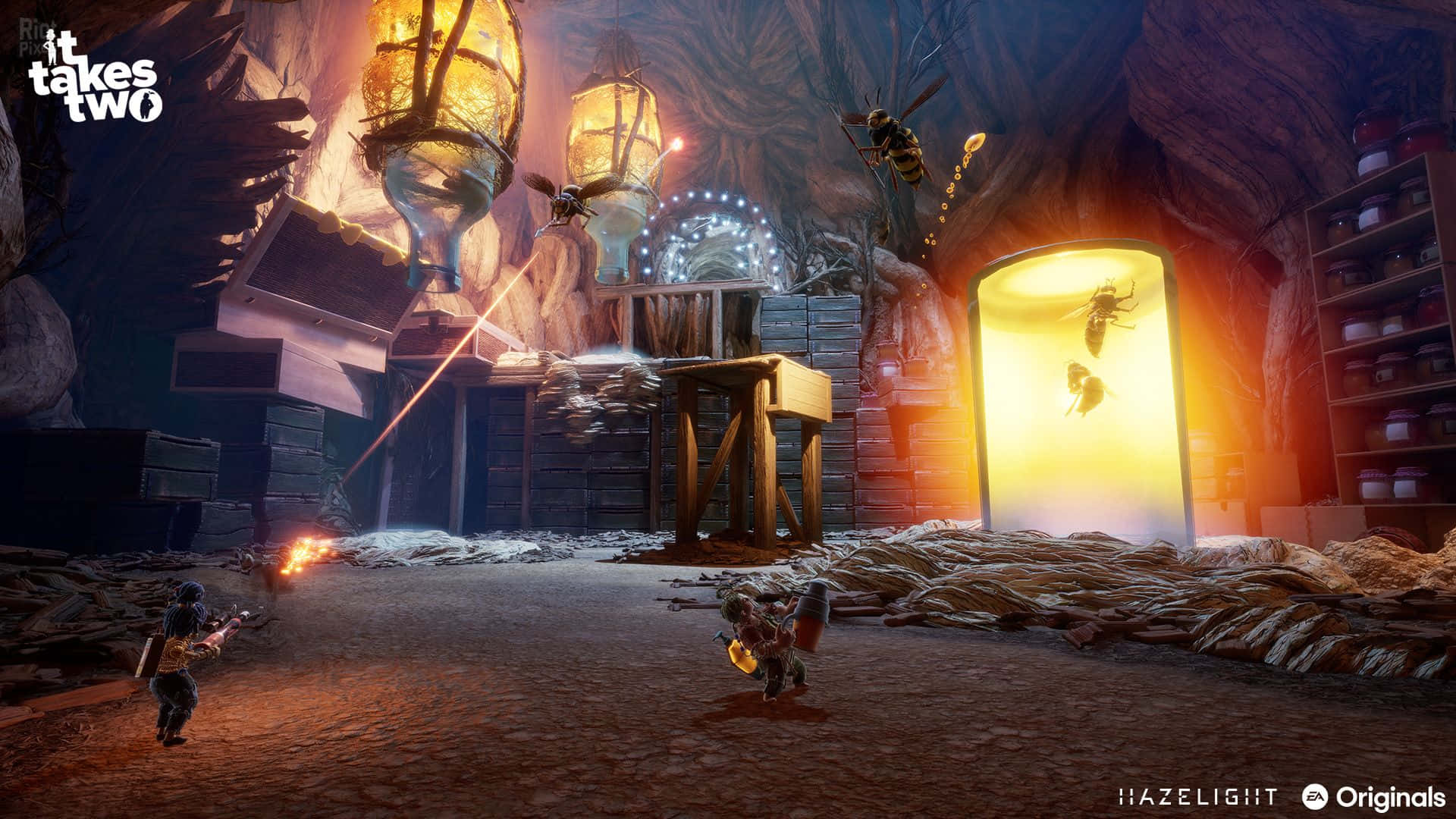 It Takes Two, dimly lit cave, glowing jars, Full HD Desktop Wallpaper
