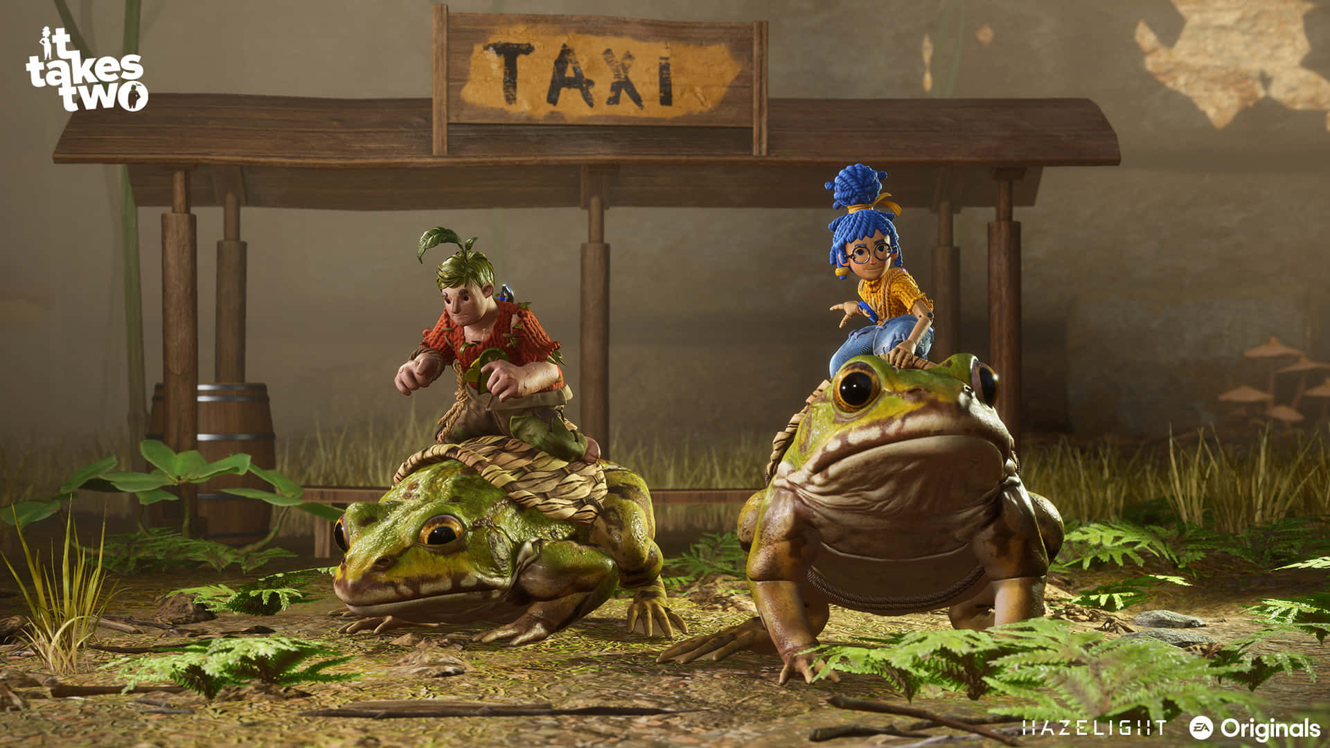 It Takes Two, cartoon characters, giant frogs, Full HD Desktop Wallpaper
