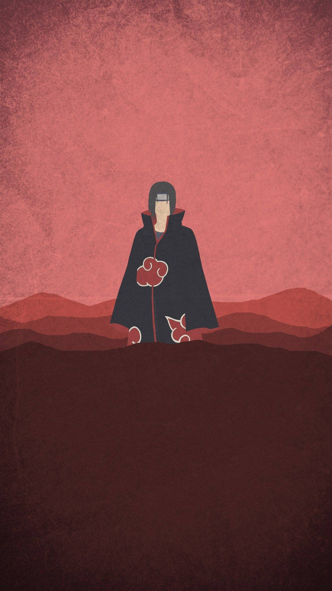 Itachi, red cloud patterns, black cloak, HD Phone Wallpaper